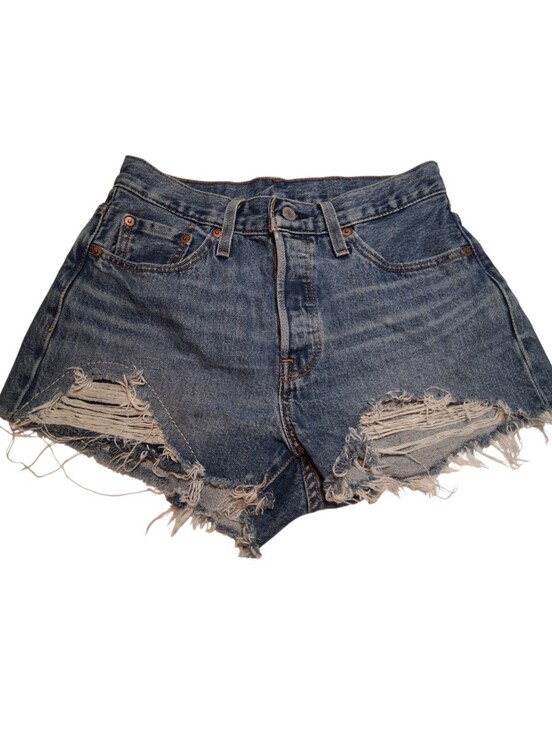 Levis Strauss Pants - Levi's 501 Original Distressed Cutoff Shorts Raw Hem Vintage Denim - W 27